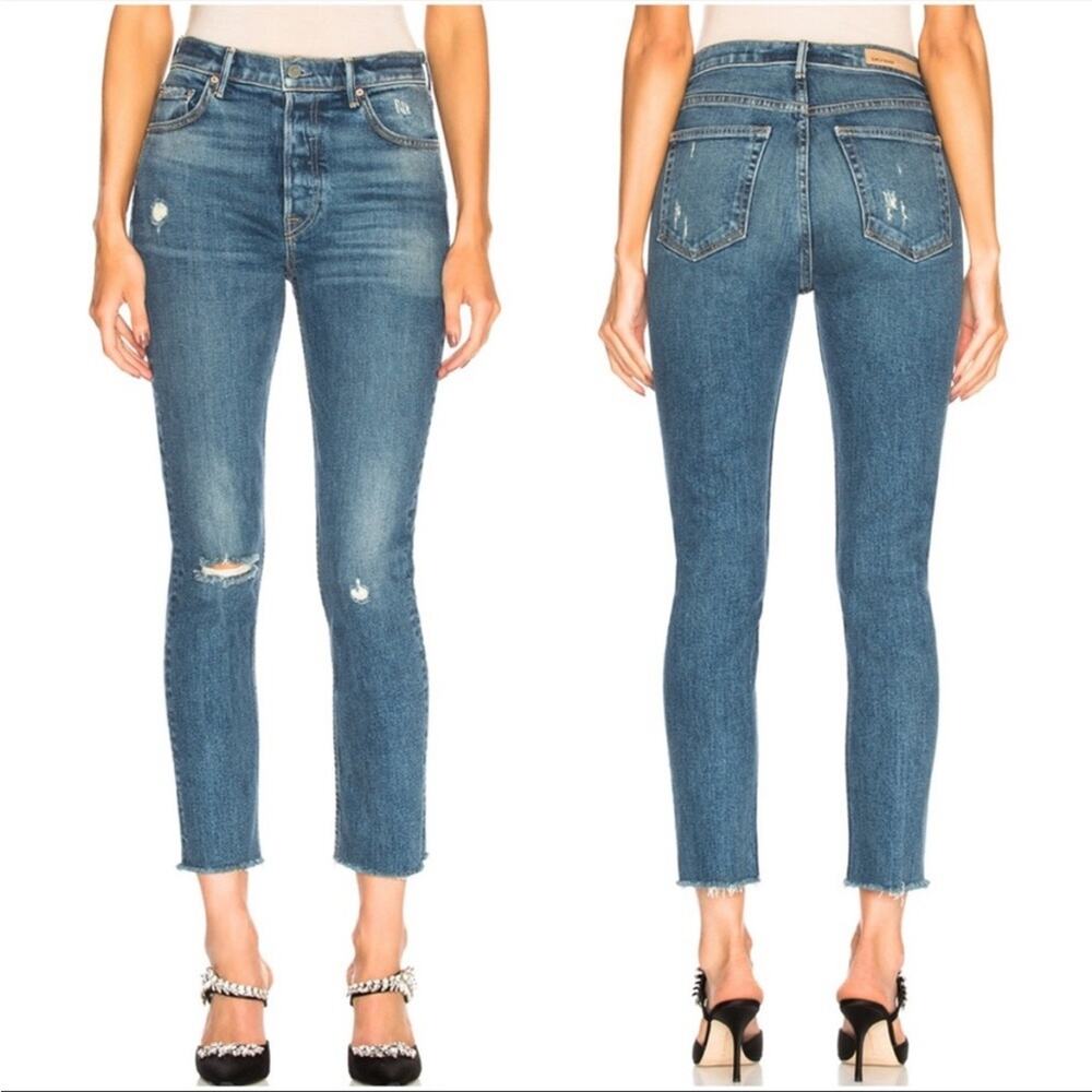GrIfrnd Karolina High Rise Skinny Raw Hem Jeans Sixpence size 27